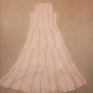 Coral Striped Midi Dress NWT